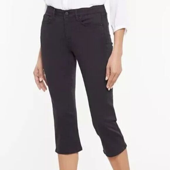 NYDJ MFOZ8678 Women's Sz 2 Black Harper Crop Slim Straight Fit Jeans - Picture 10 of 12